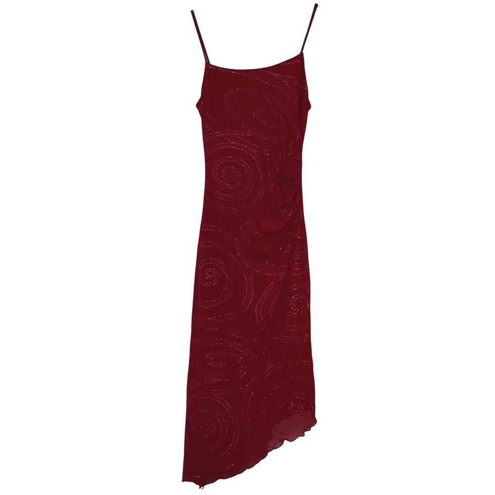 Vintage My Michelle Glitter Swirl Asymmetrical Hem Midi Dress Y2k 90s - Small
